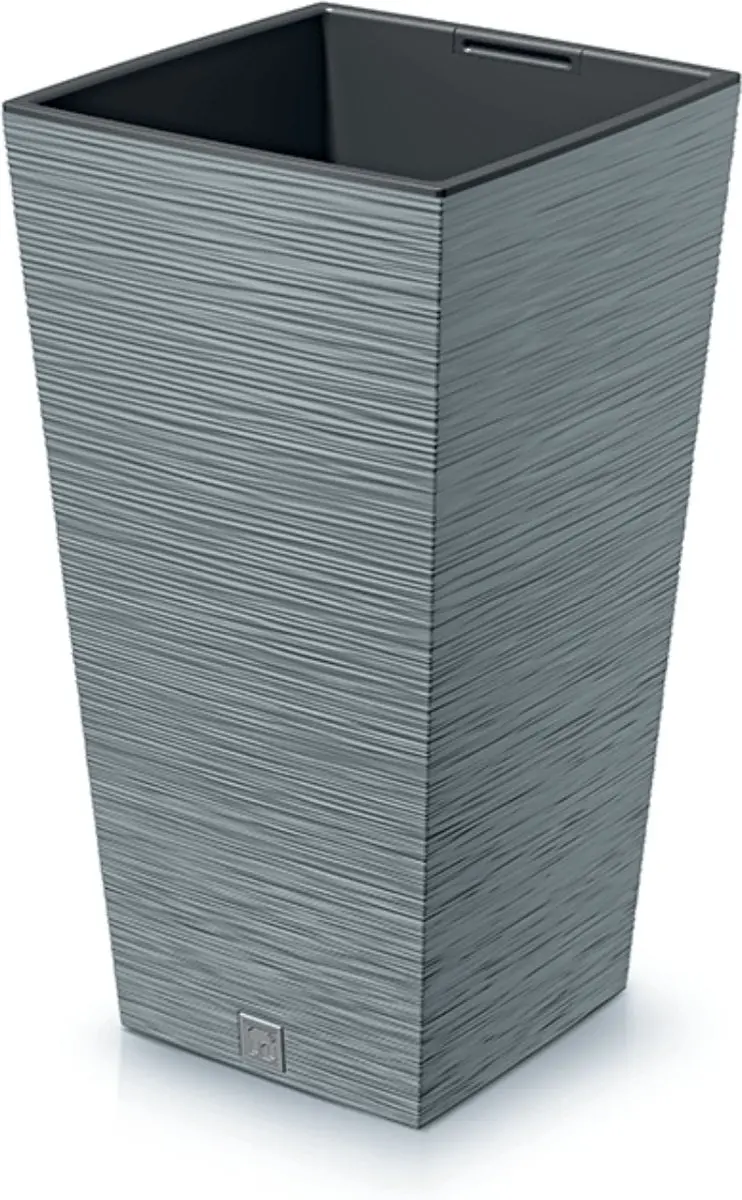 Prosperplast Furu Stripes Bloempot 13L - Lichtgrijs - 26,5x26,5x50cm - afbeelding 4 van 4