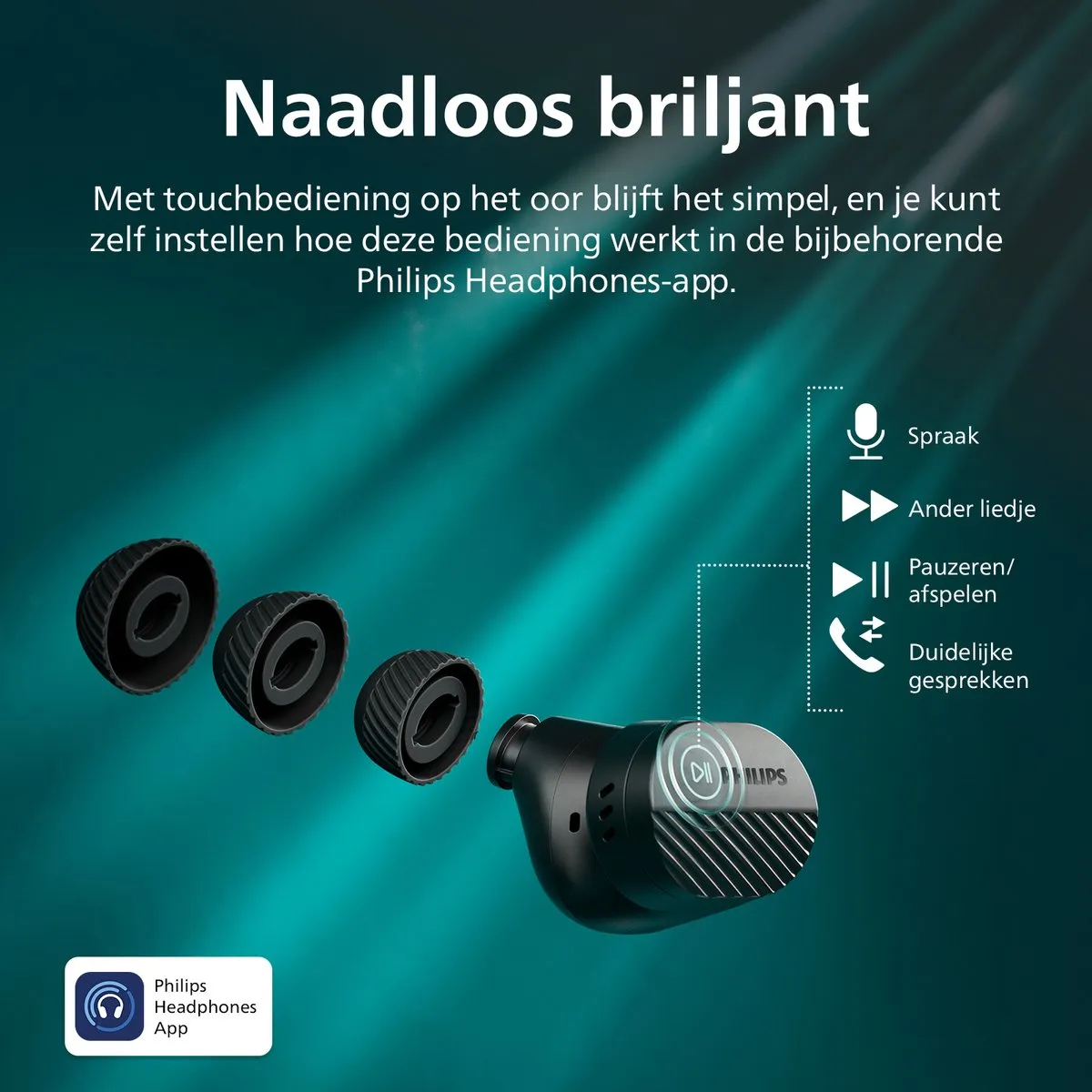 Philips TAT5000BK/00 Noise Canceling Oordopjes - 40 uur - Zwart
