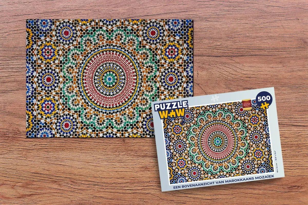 PuzzleWow Marokkaans Mozaïek Legpuzzel 500 Stuks - Multicolor