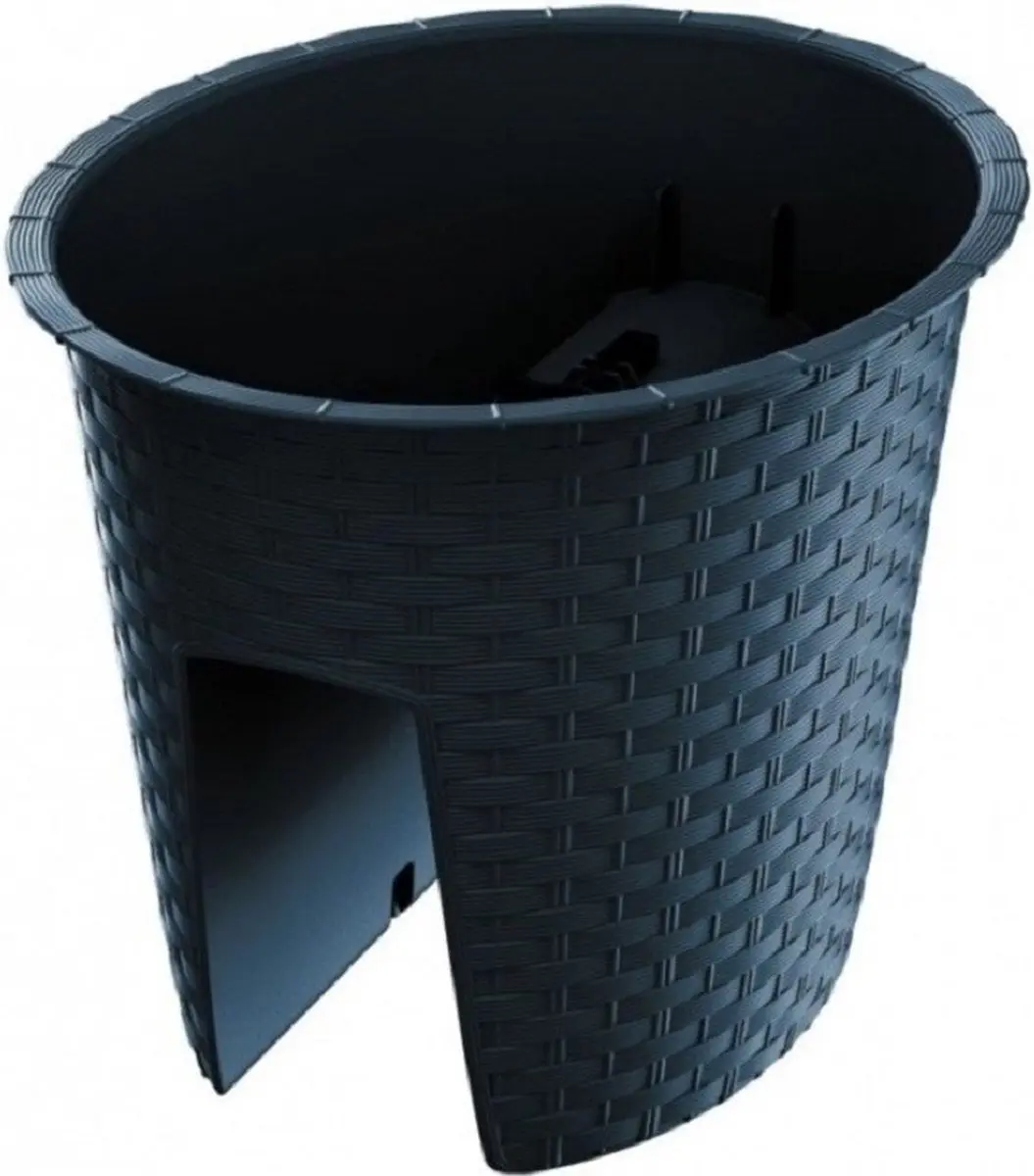 1x Kunststof Ratolla rotan balkon plantenpotten/bloempotten antraciet 30 cm