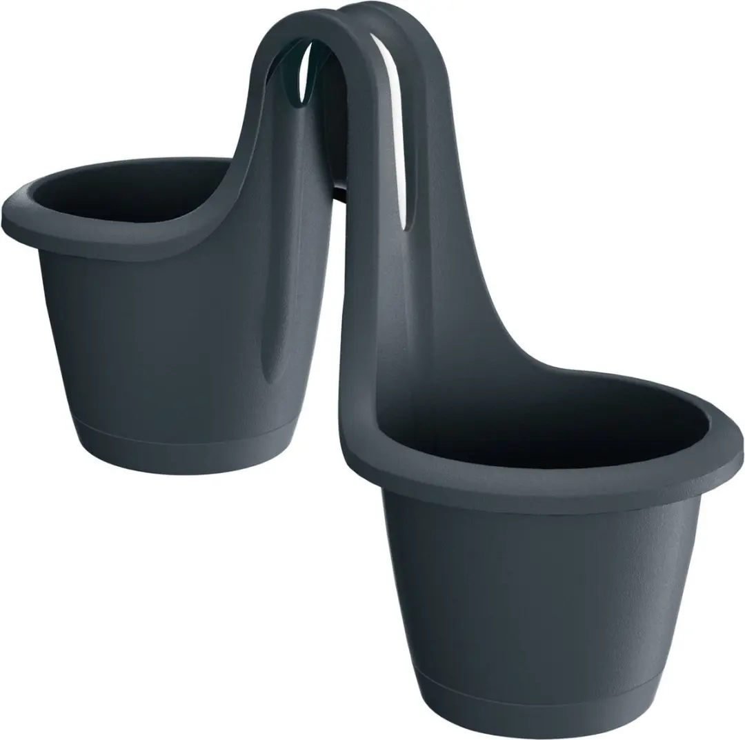 Prosperplast Respana Twins kunststof plantenpotten antraciet