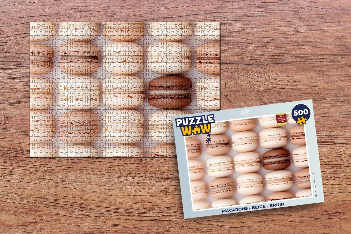 PuzzleWow Macarons Legpuzzel 500 Stuks - Beige/Bruin
