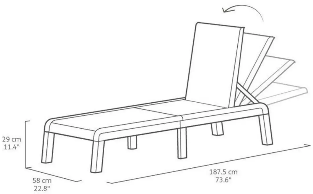 Keter Porto Ligbed - 58x187.5x29cm - Ashwood - afbeelding 5 van 5