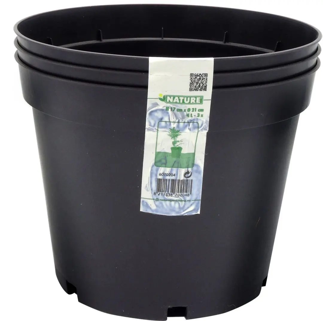 Nature Plantpot 3 Stuks - Zwart - afbeelding 4 van 4