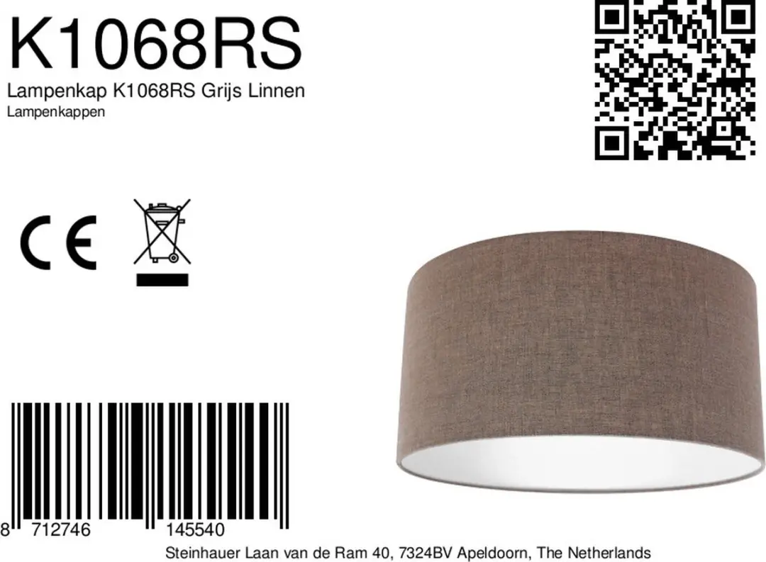 Steinhauer Grijs Linnen Lampenkap Ø40cm E27 - afbeelding 5 van 6