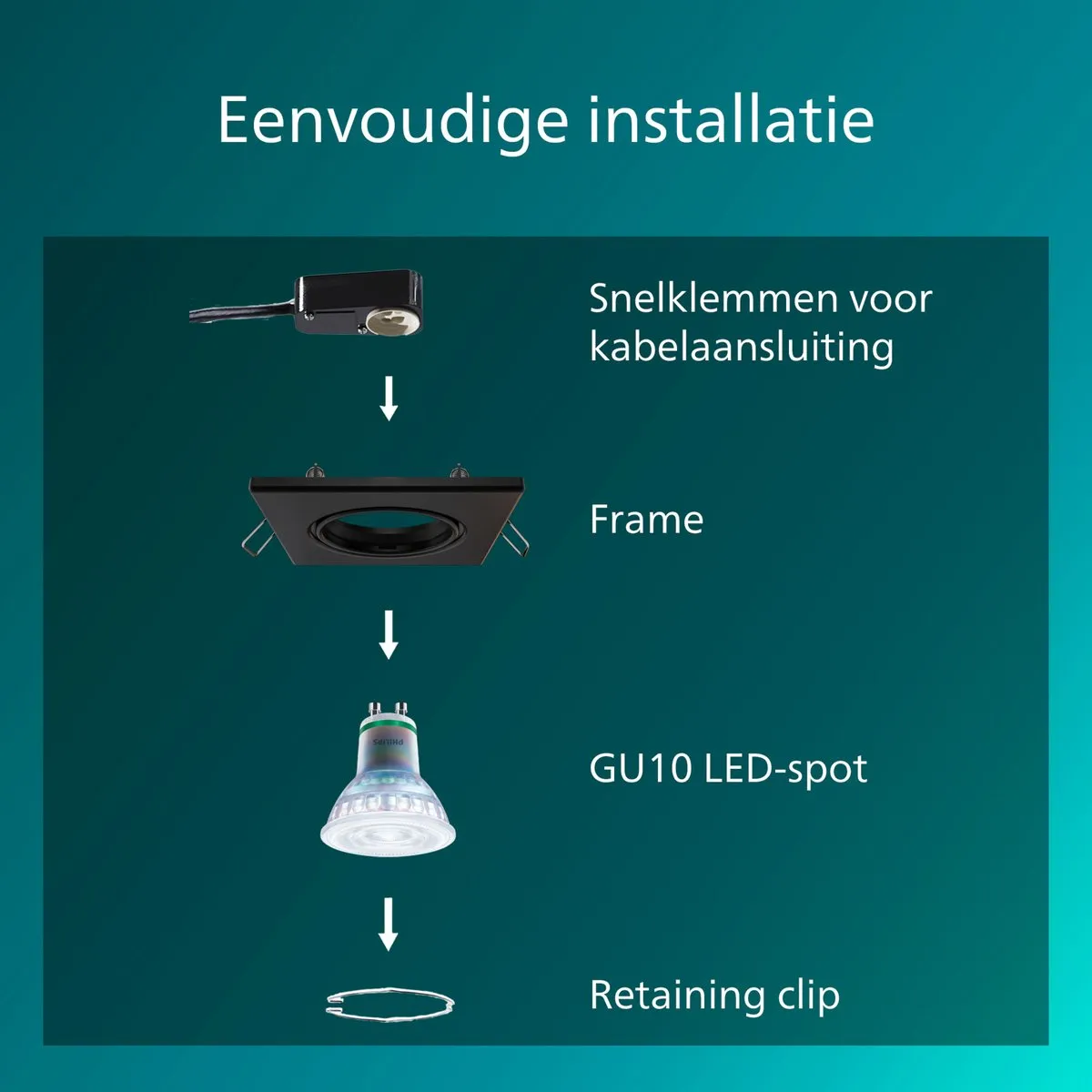 Philips Peridot Inbouwspot GU10 Zwart