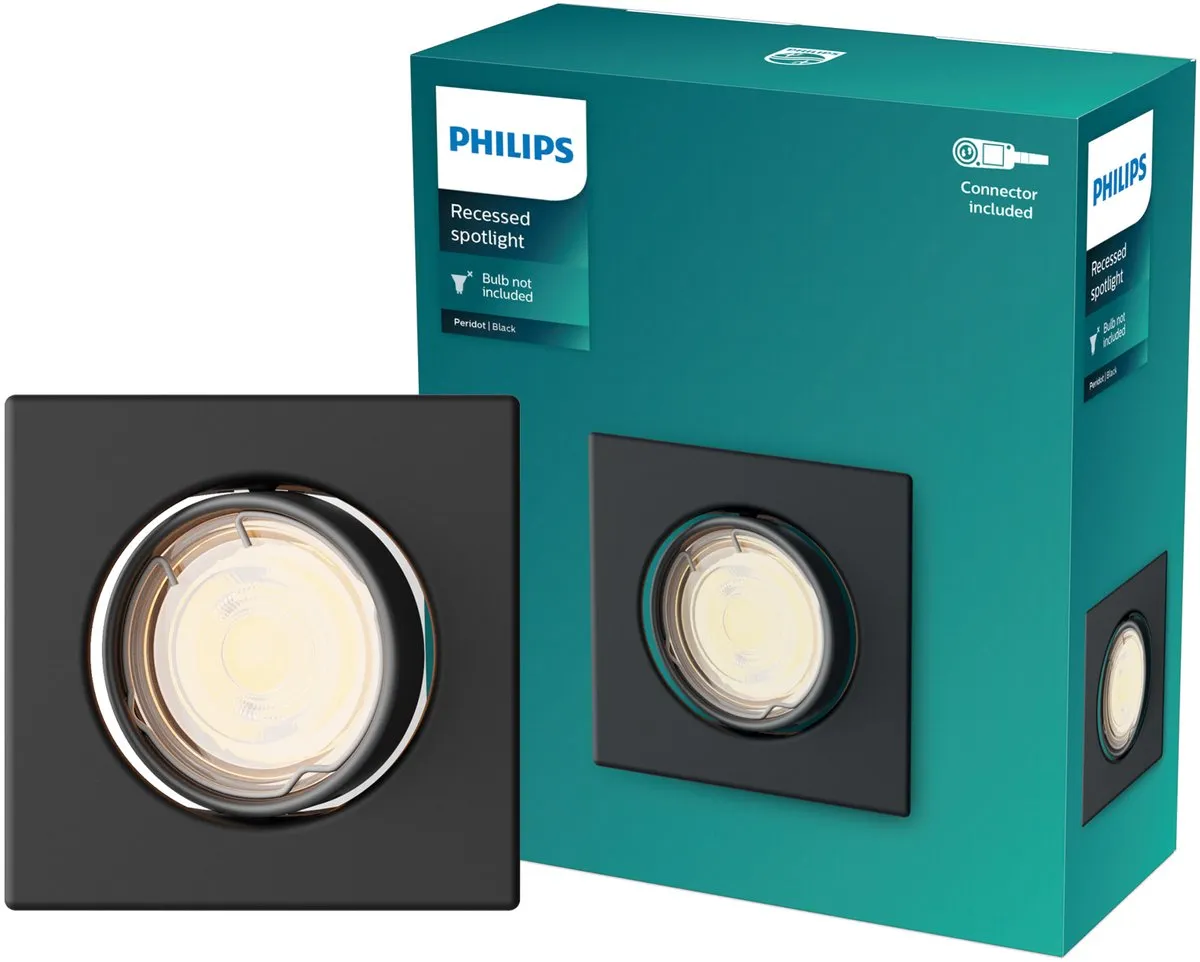 Philips Peridot Inbouwspot GU10 Zwart
