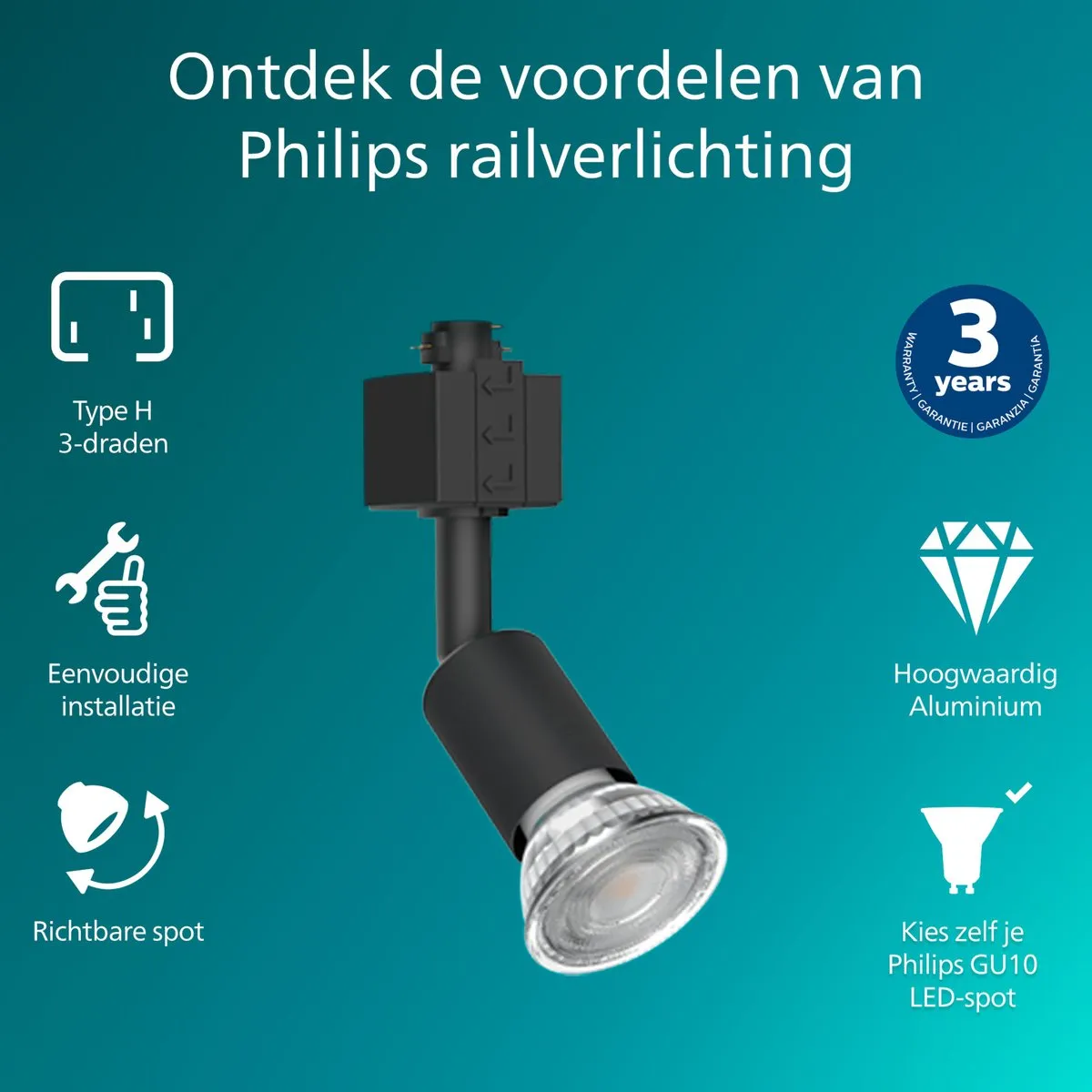 Philips EasyLink Tobia Spot GU10 5W - Zwart