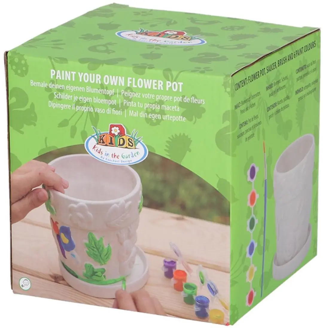 Esschert Design creatieve bloempot schilderen DIY set voor kinderen.