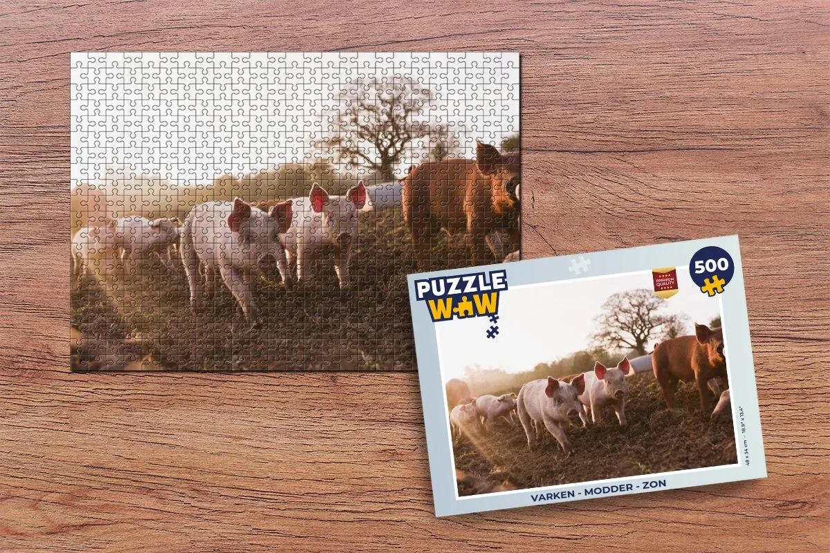 PuzzleWow Varken Modder & Zon Legpuzzel 500 Stuks - Multicolor