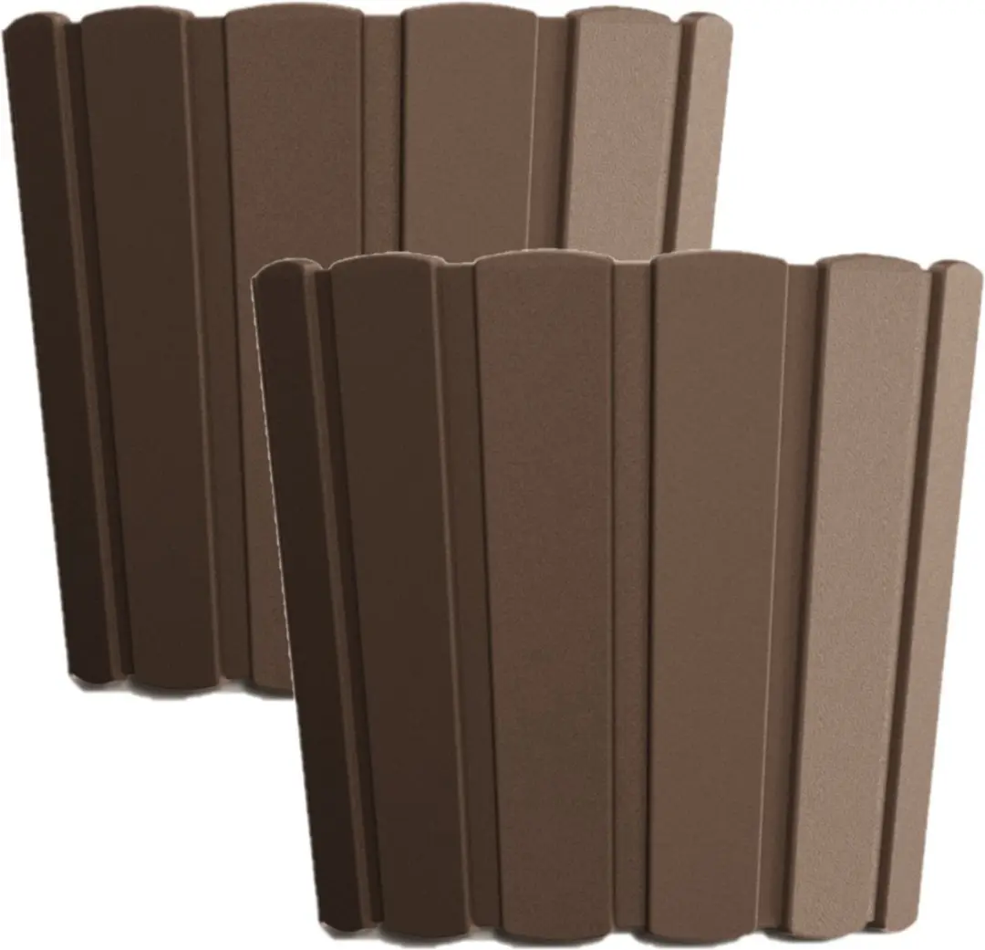 Set van 2x stuks wood-look plantenpot/bloempot kunststof dia 24 cm/hoogte 22 cm