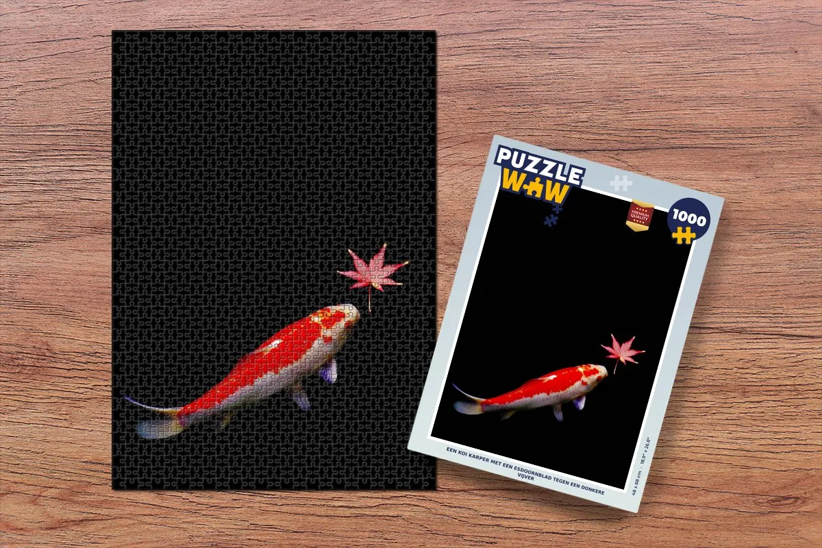 PuzzleWow Legpuzzel Koi Karper met Esdoornblad 1000 Stuks