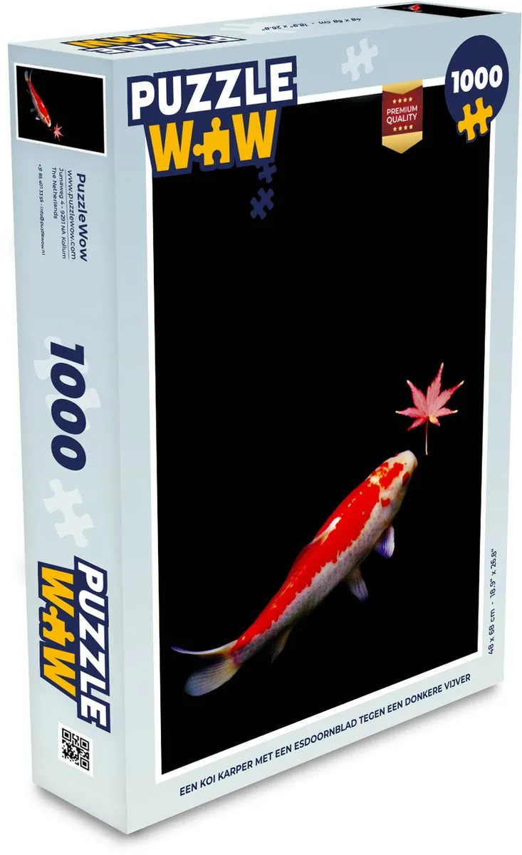 PuzzleWow Legpuzzel Koi Karper met Esdoornblad 1000 Stuks - Multicolor