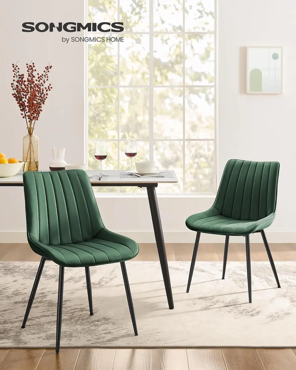 Songmics Eetkamerstoel Groen-Zwart - Set van 2 - afbeelding 5 van 6
