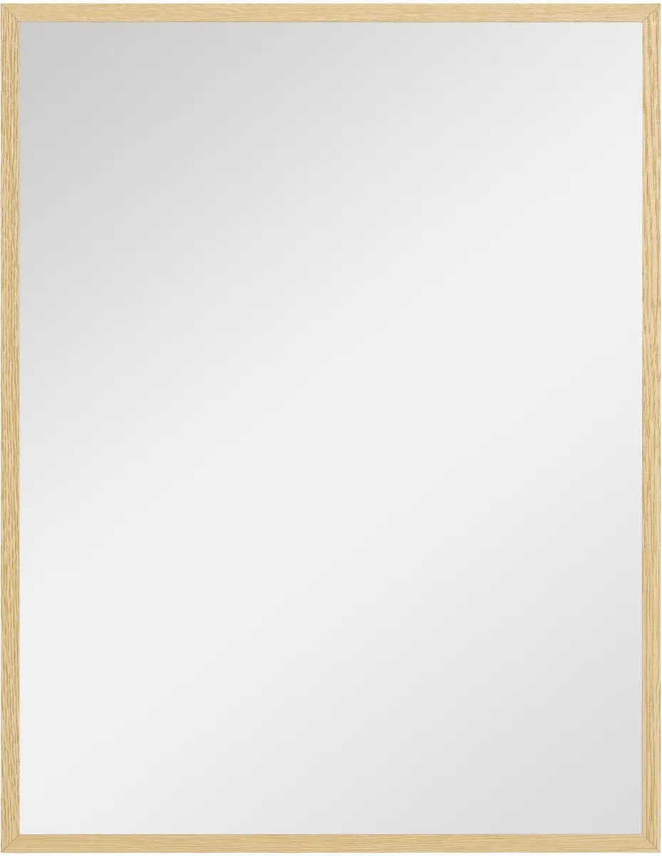 HOMCOM-Wandspiegel-Glas-70x90x2cm-Natuurlijk hout