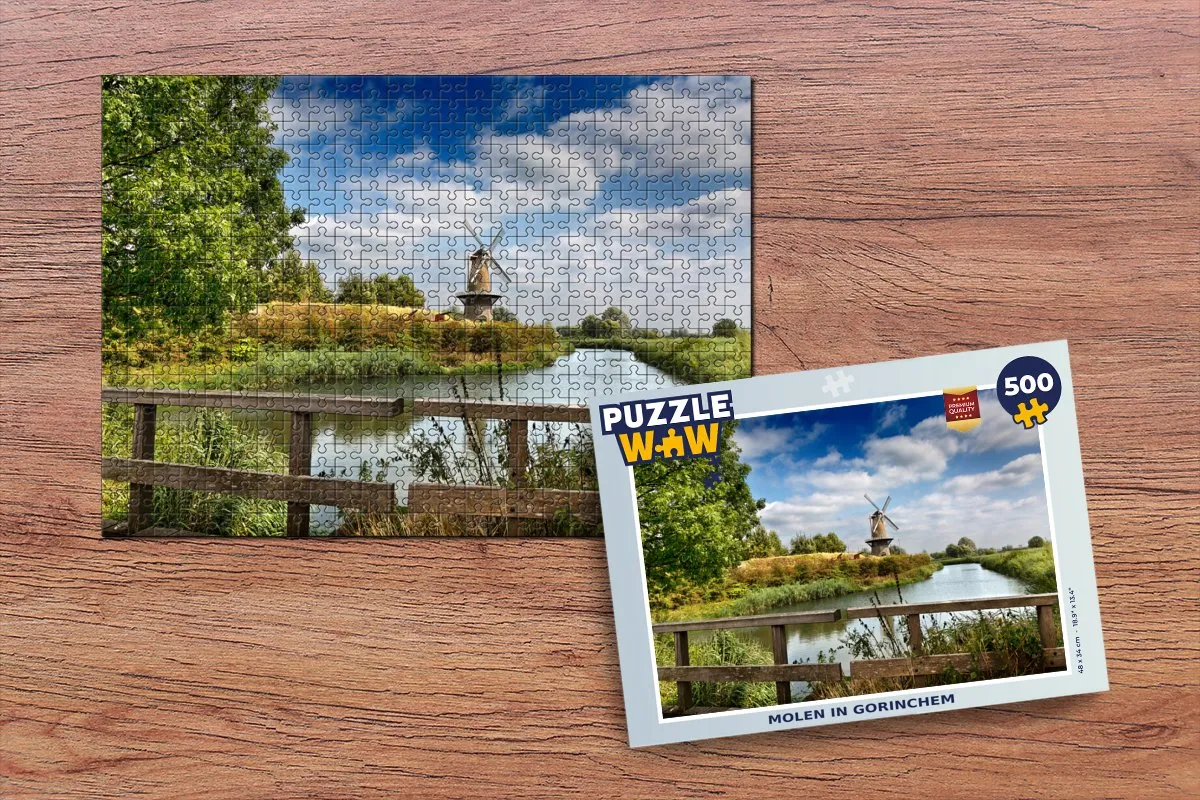 PuzzleWow Molen in Gorinchem Legpuzzel 500 Stuks - Multicolor