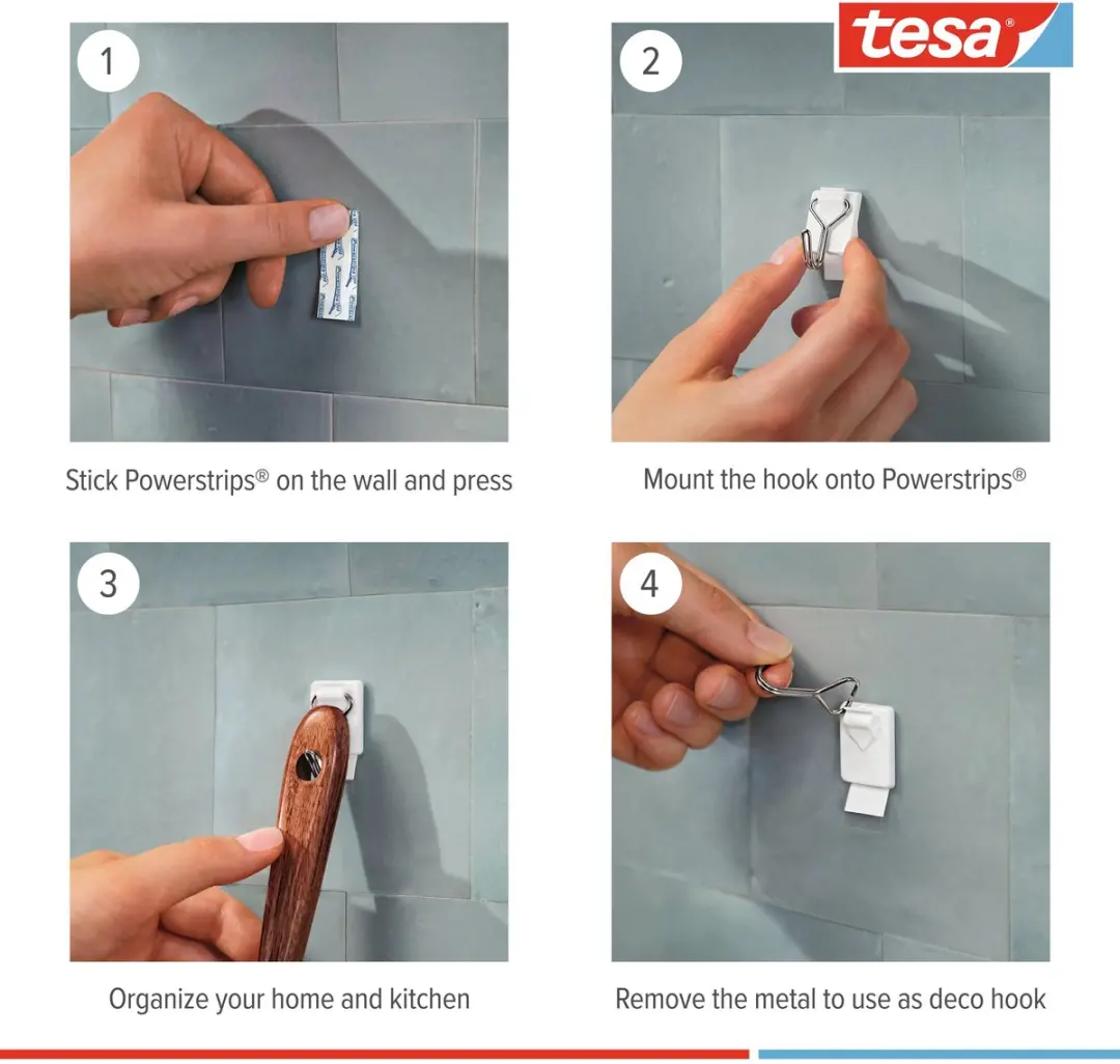 Tesa Powerstrips Small Haken - 3 Stuks Wit - afbeelding 4 van 5