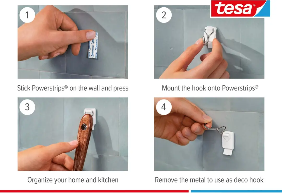 Tesa Powerstrips Small Haken - 3 Stuks Wit - afbeelding 3 van 5