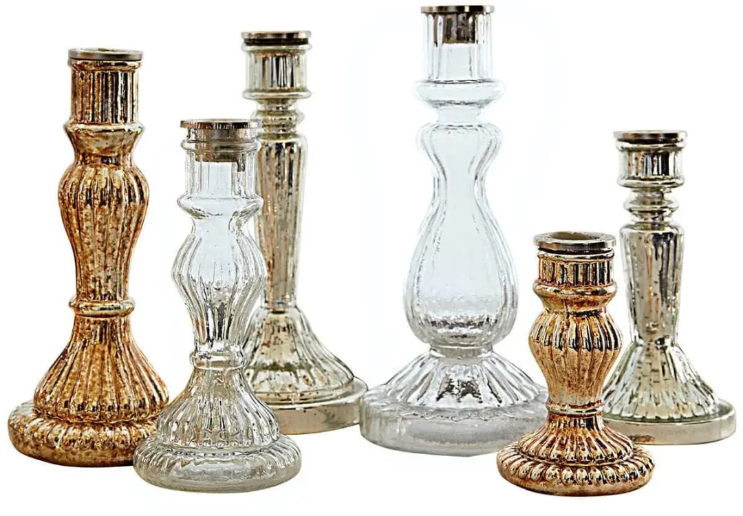 Loberon Quirène Kandelaar - 6 Stuks - Ø10cm - Goud/Helders - afbeelding 5 van 5