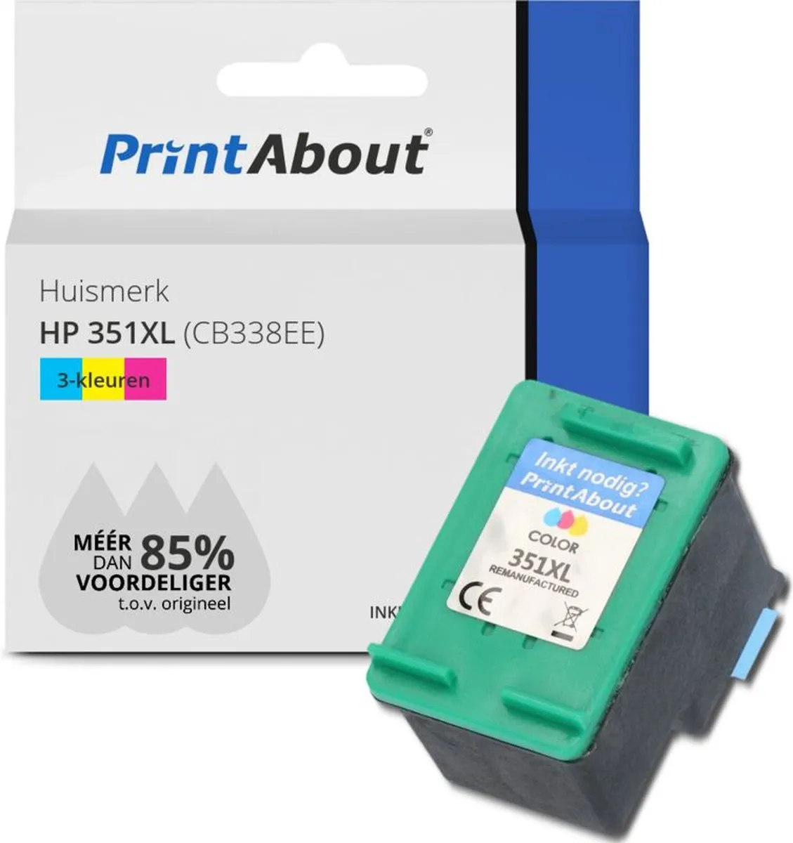 PrintAbout Huismerk HP 351XL Inktcartridge 3-kleuren - 22ml