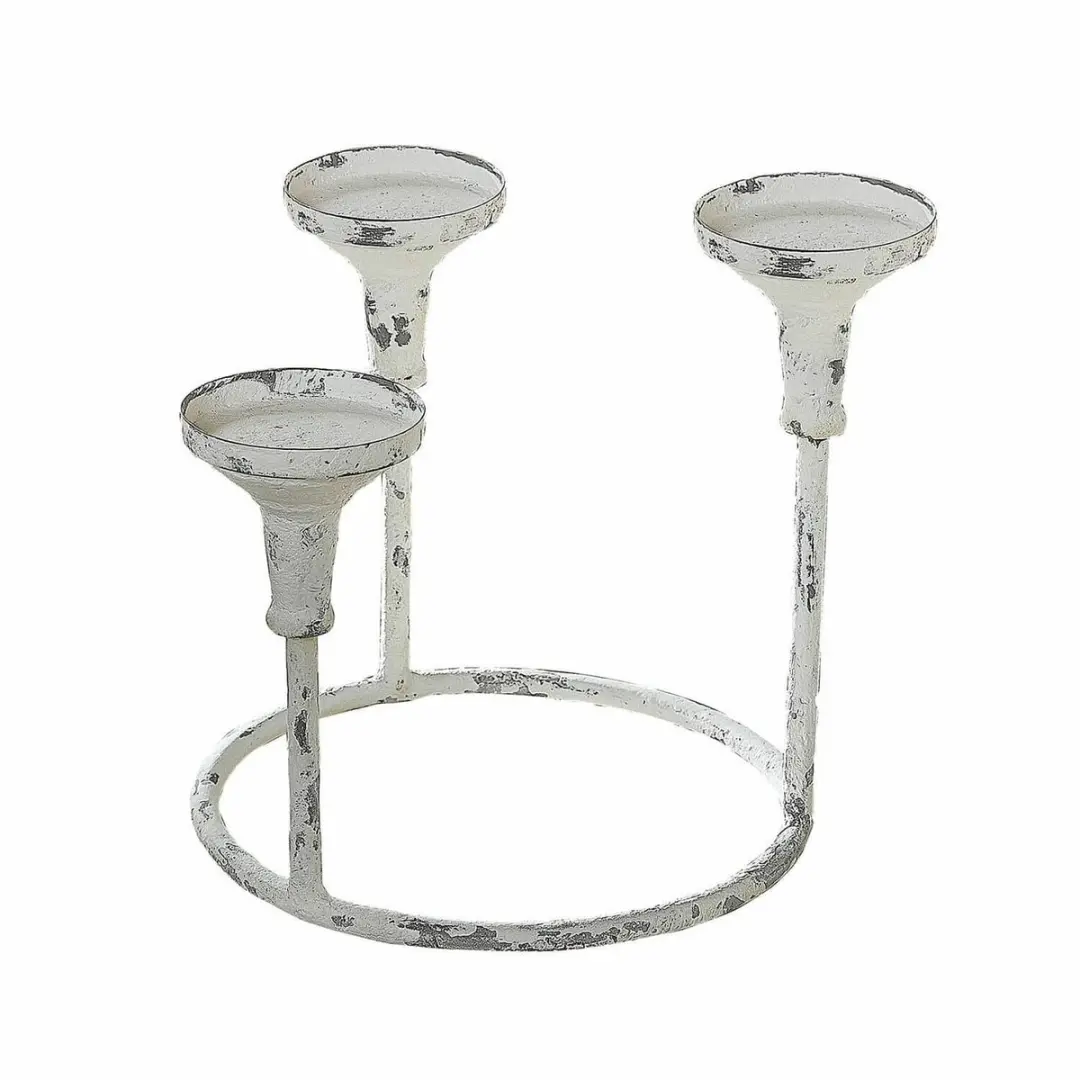 Loberon Kivorel Kaarsenhouder - 26cm - Antiekwit - afbeelding 2 van 4