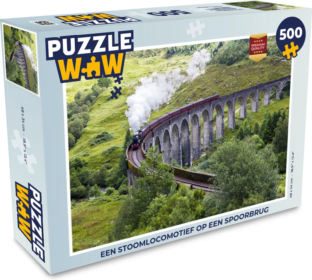 PuzzleWow Legpuzzel Stoomlocomotief 500 Stuks - Multicolor