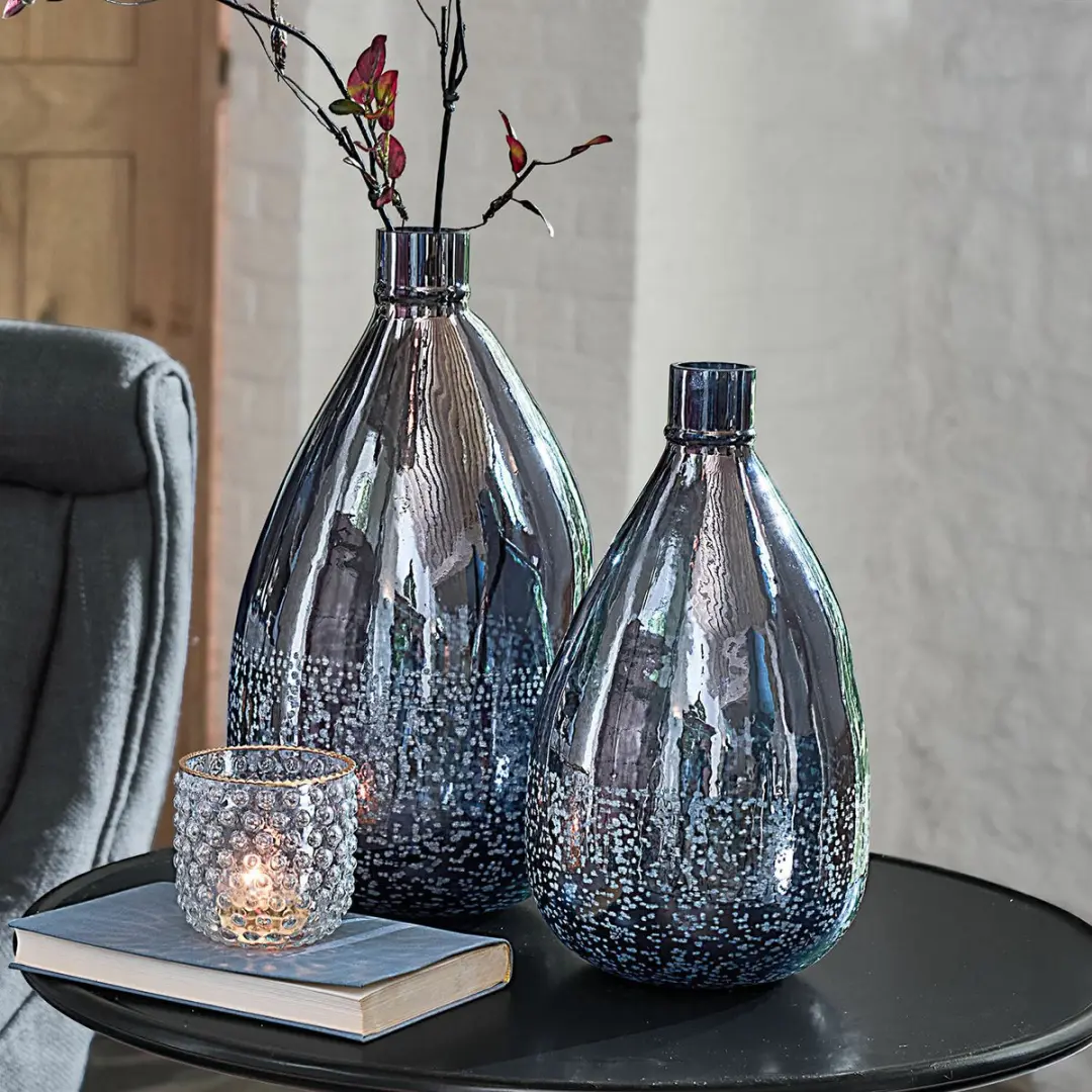 Loberon Qilevon Vaas Set - 2 Stuks Antiekblauw - afbeelding 5 van 5