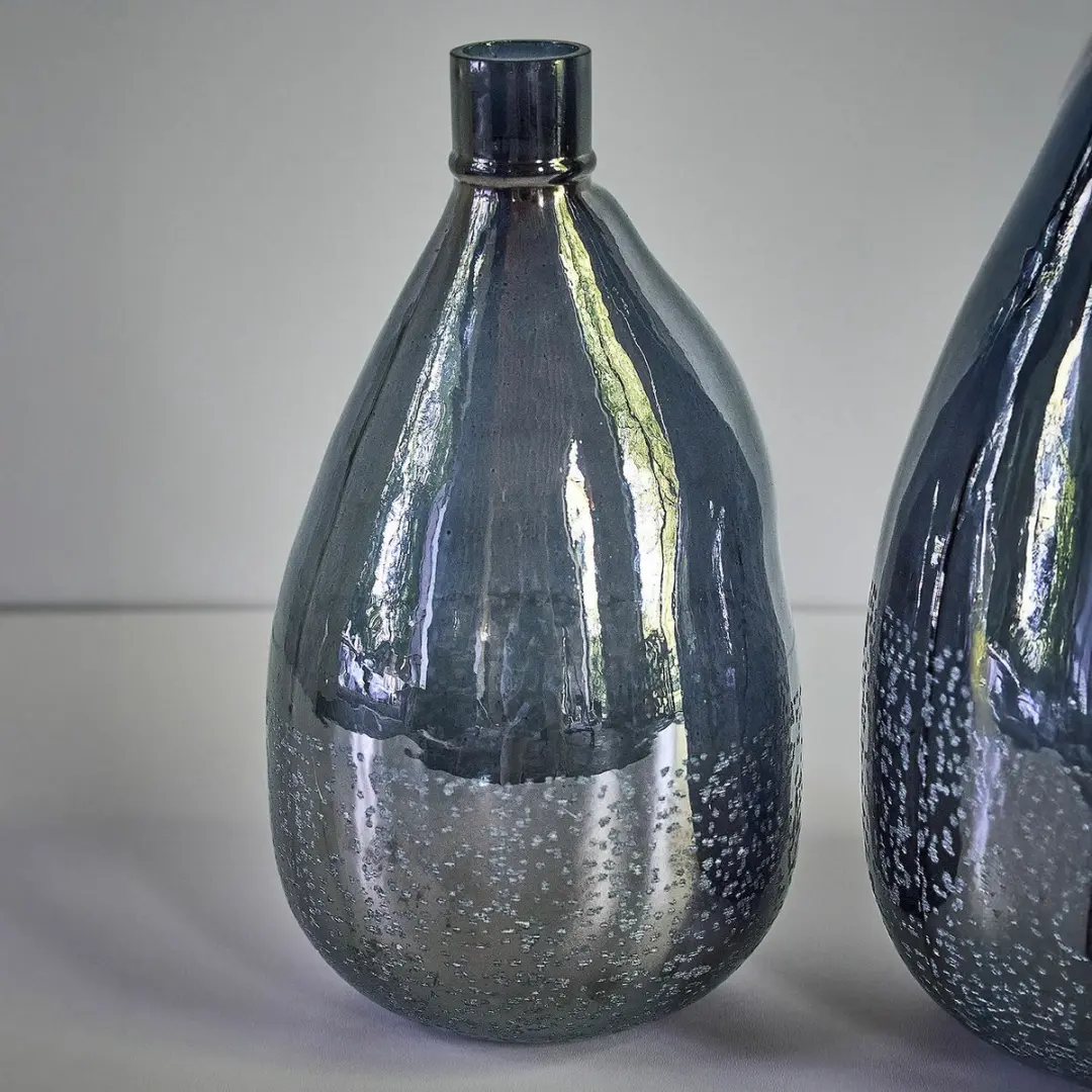 Loberon Qilevon Vaas Set - 2 Stuks Antiekblauw - afbeelding 4 van 5