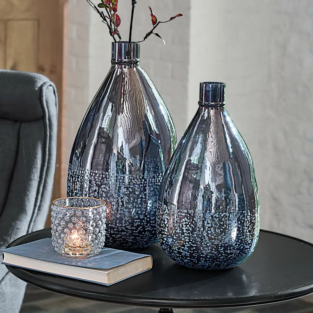 Loberon Qilevon Vaas Set - 2 Stuks Antiekblauw - afbeelding 3 van 5