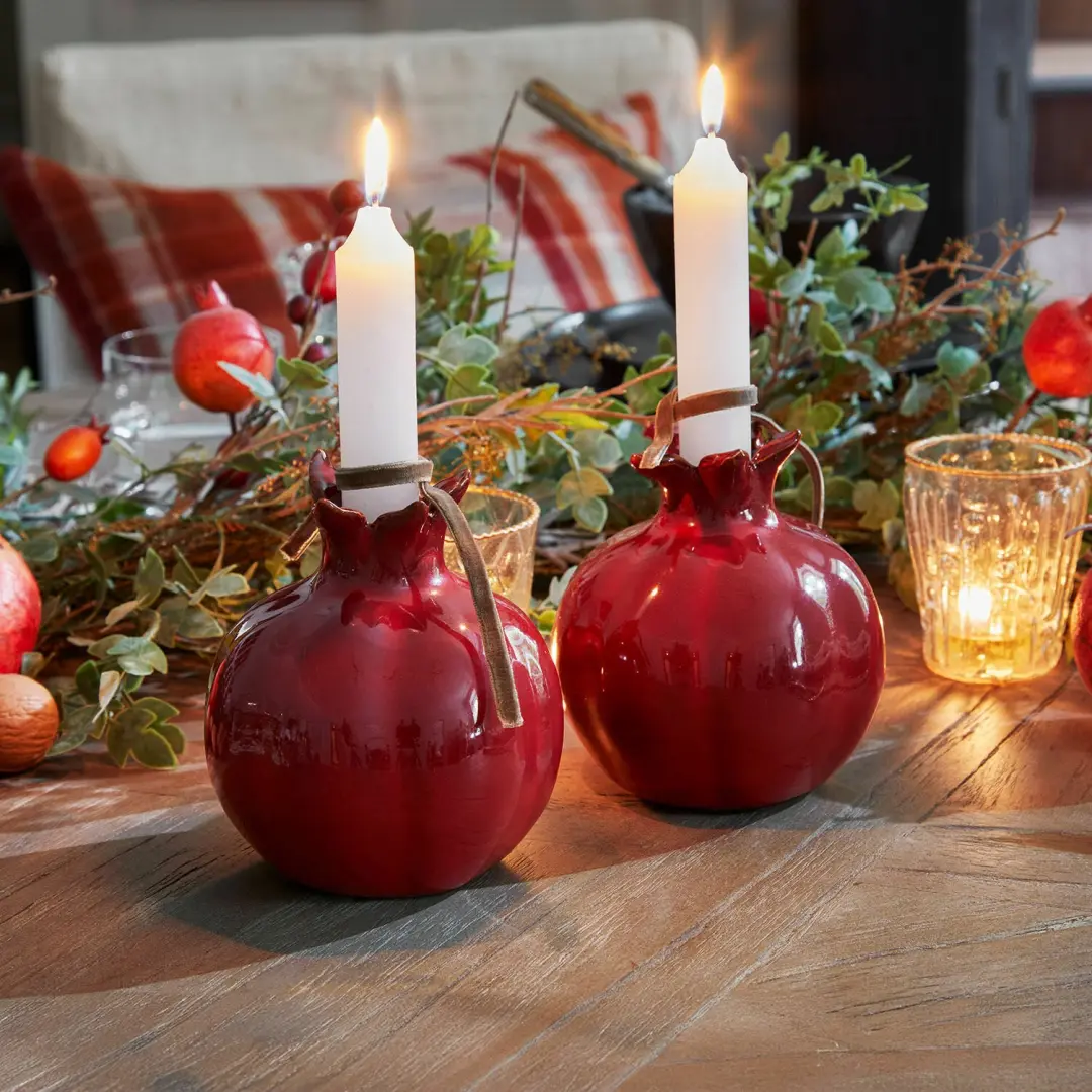 Loberon Kaarsenhouder Set van 2 - Karidah Rood - afbeelding 5 van 5