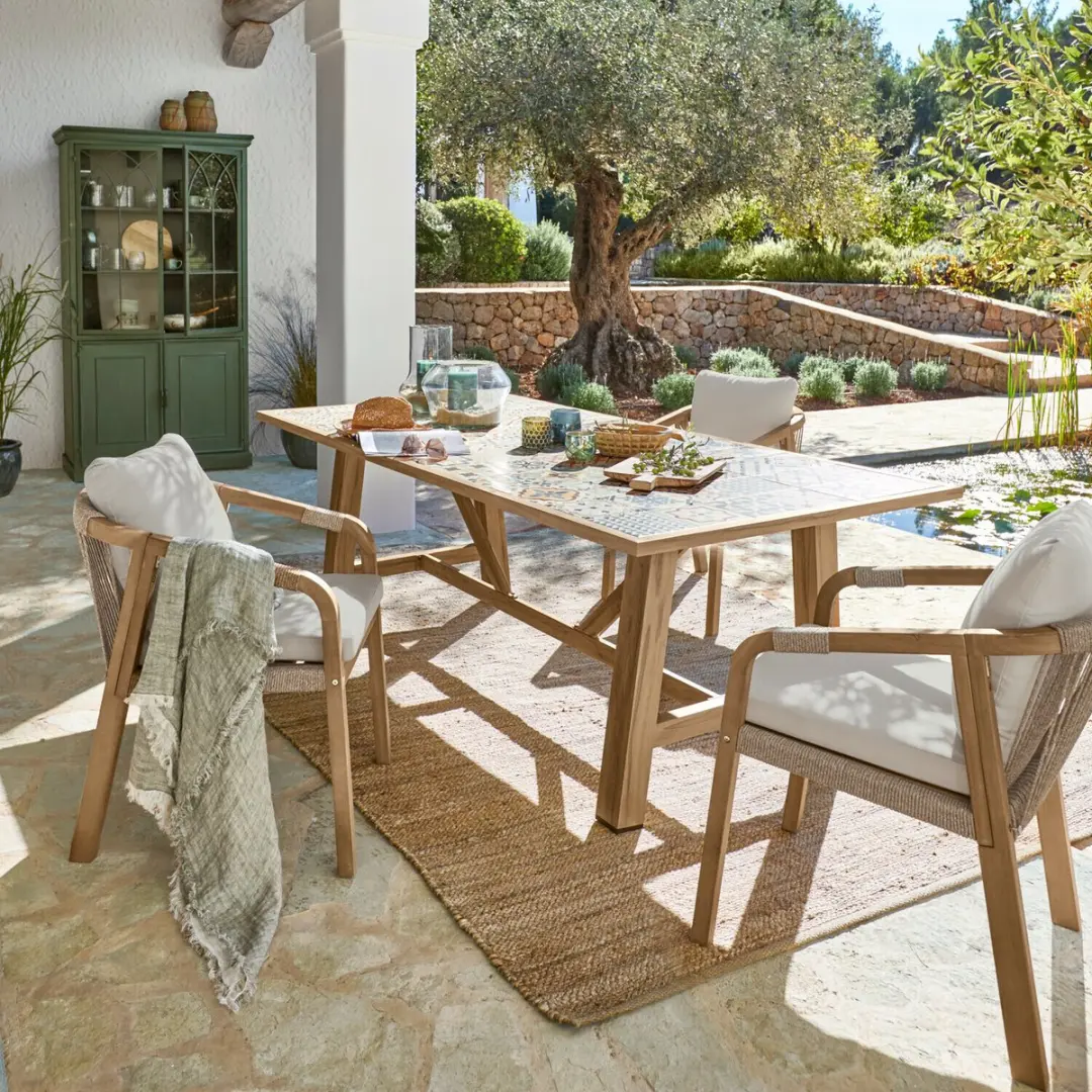 Loberon Galdorena Eettafel - 6 Personen - Bruin/Bont - afbeelding 2 van 6