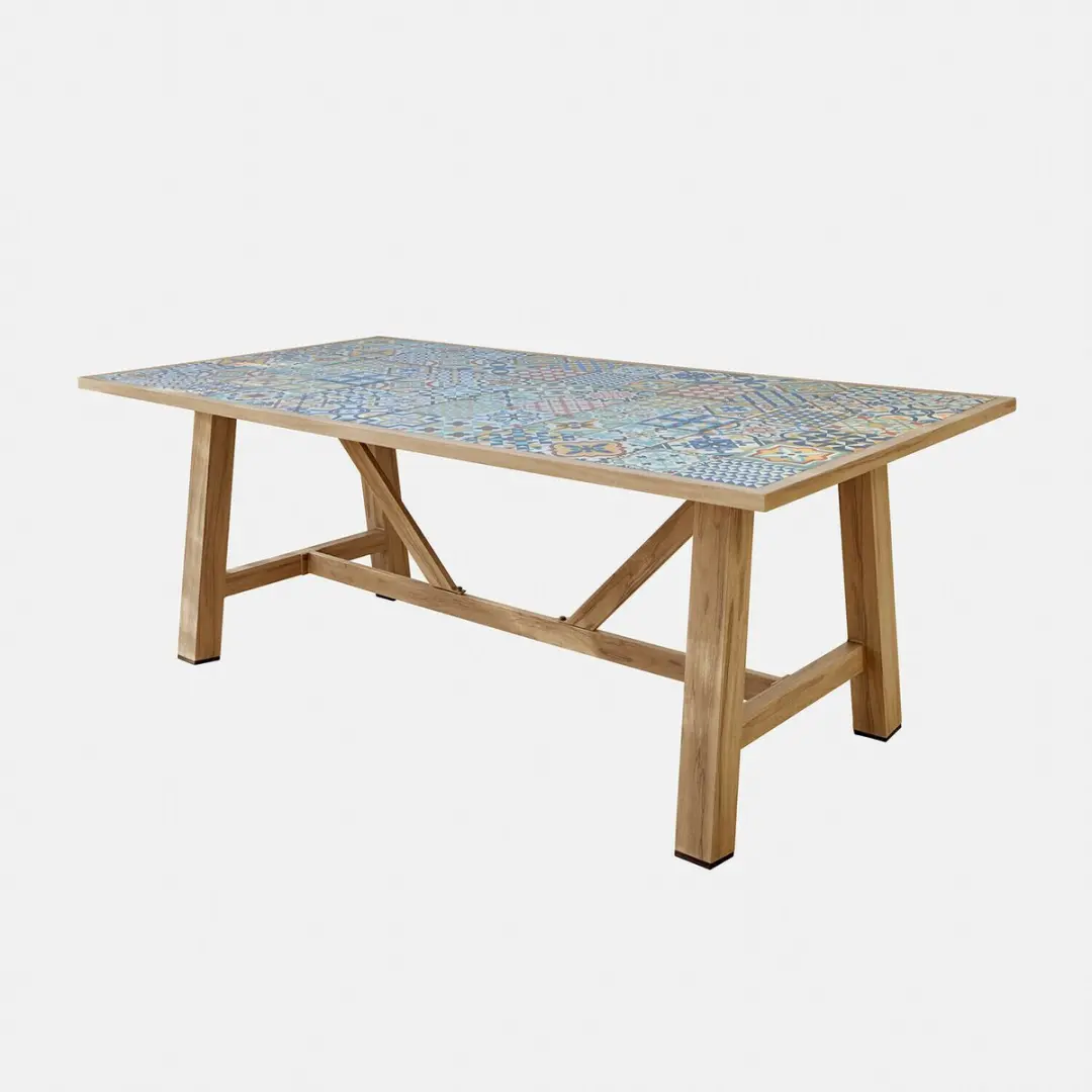 Loberon Galdorena Eettafel - 6 Personen - Bruin/Bont - afbeelding 6 van 6