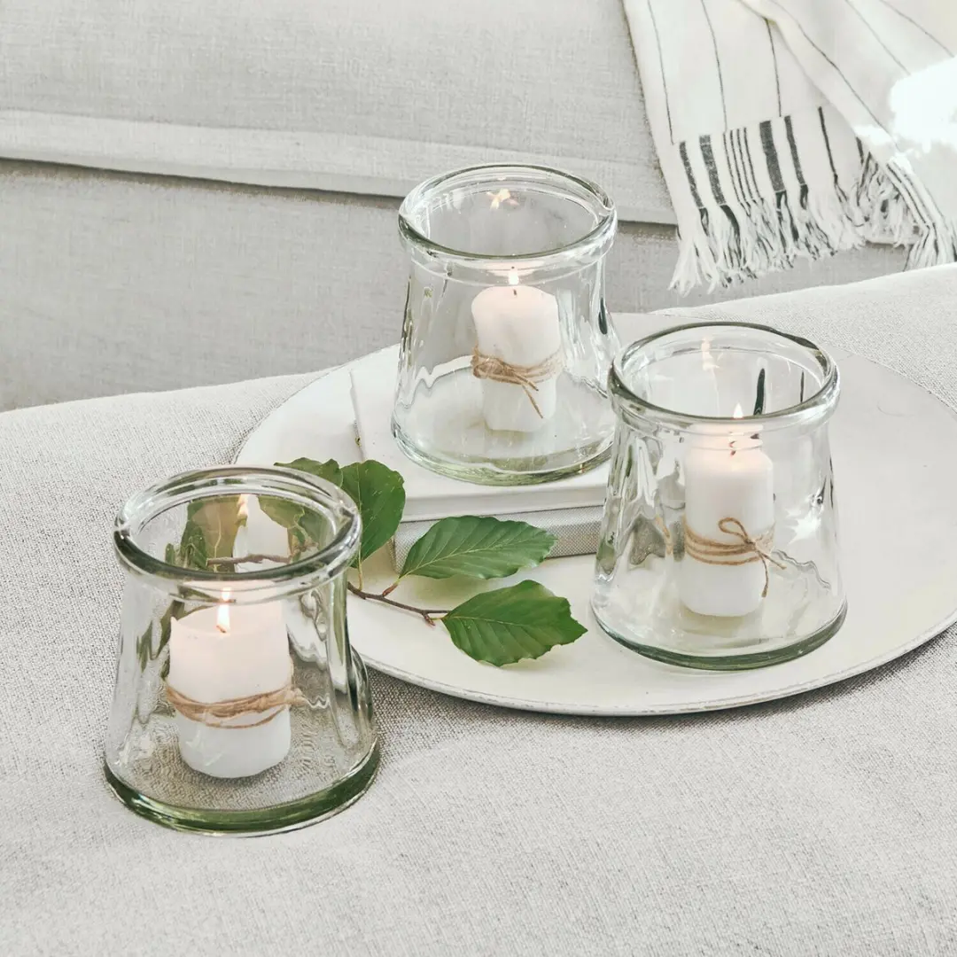 Loberon Windlichtjes Gravière - 3 Stuks Ø14cm Heldere Glazen - afbeelding 4 van 5