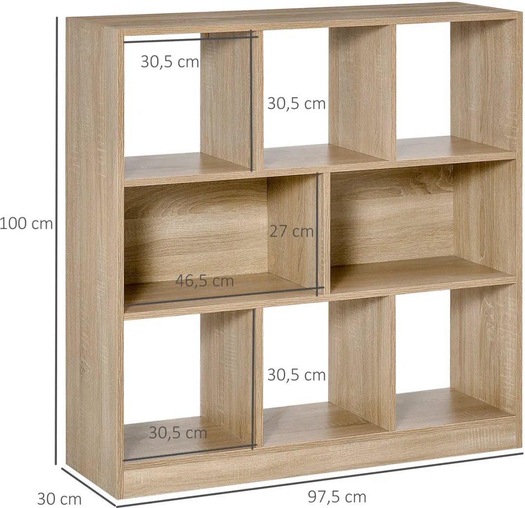Homcom Staande Plank 838-098V90 - 3 Etages - 97.5x30x100cm Eiken - afbeelding 6 van 6