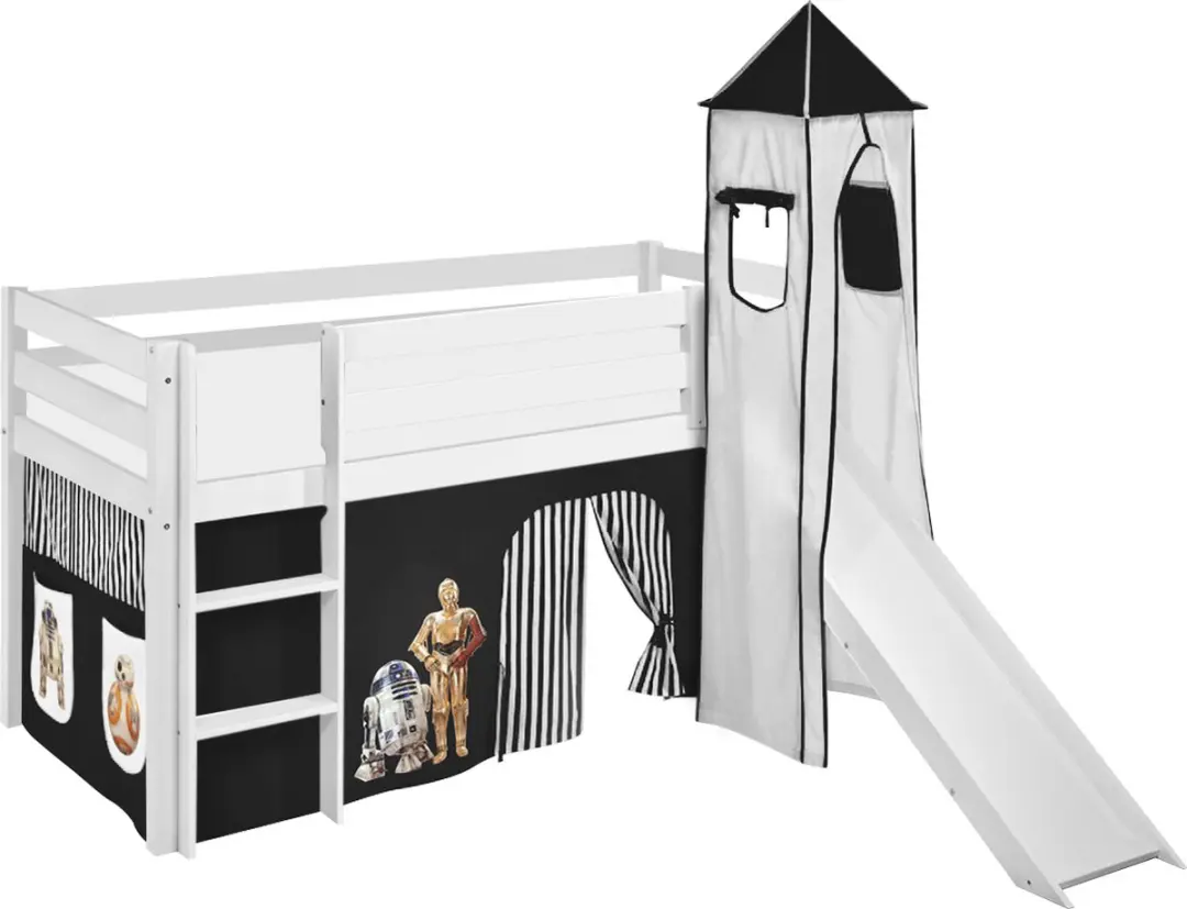 Halfhoogslaper Star Wars Zwart met tent, toren en glijbaan