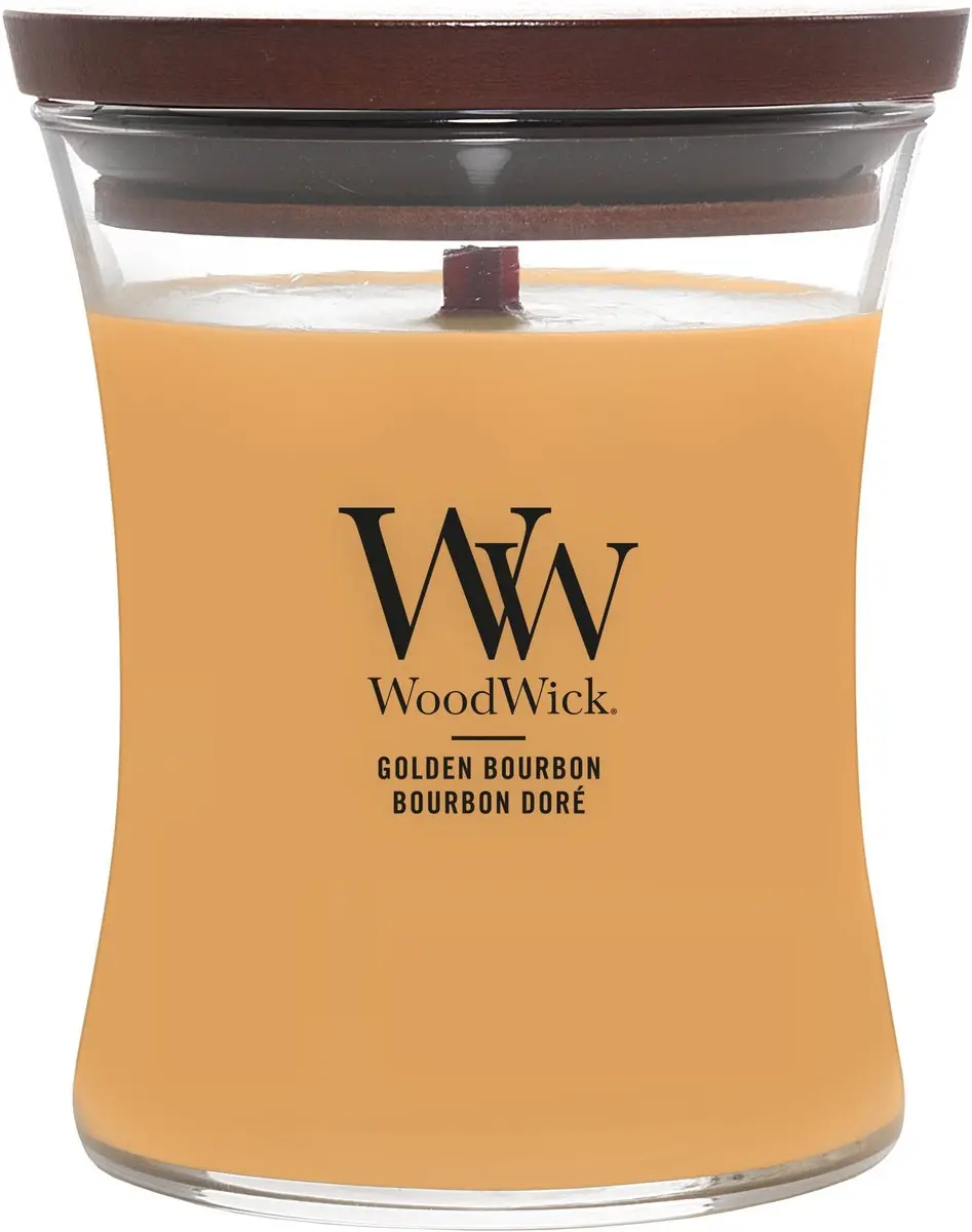 WoodWick Hourglass Medium Geurkaars Golden Bourbon