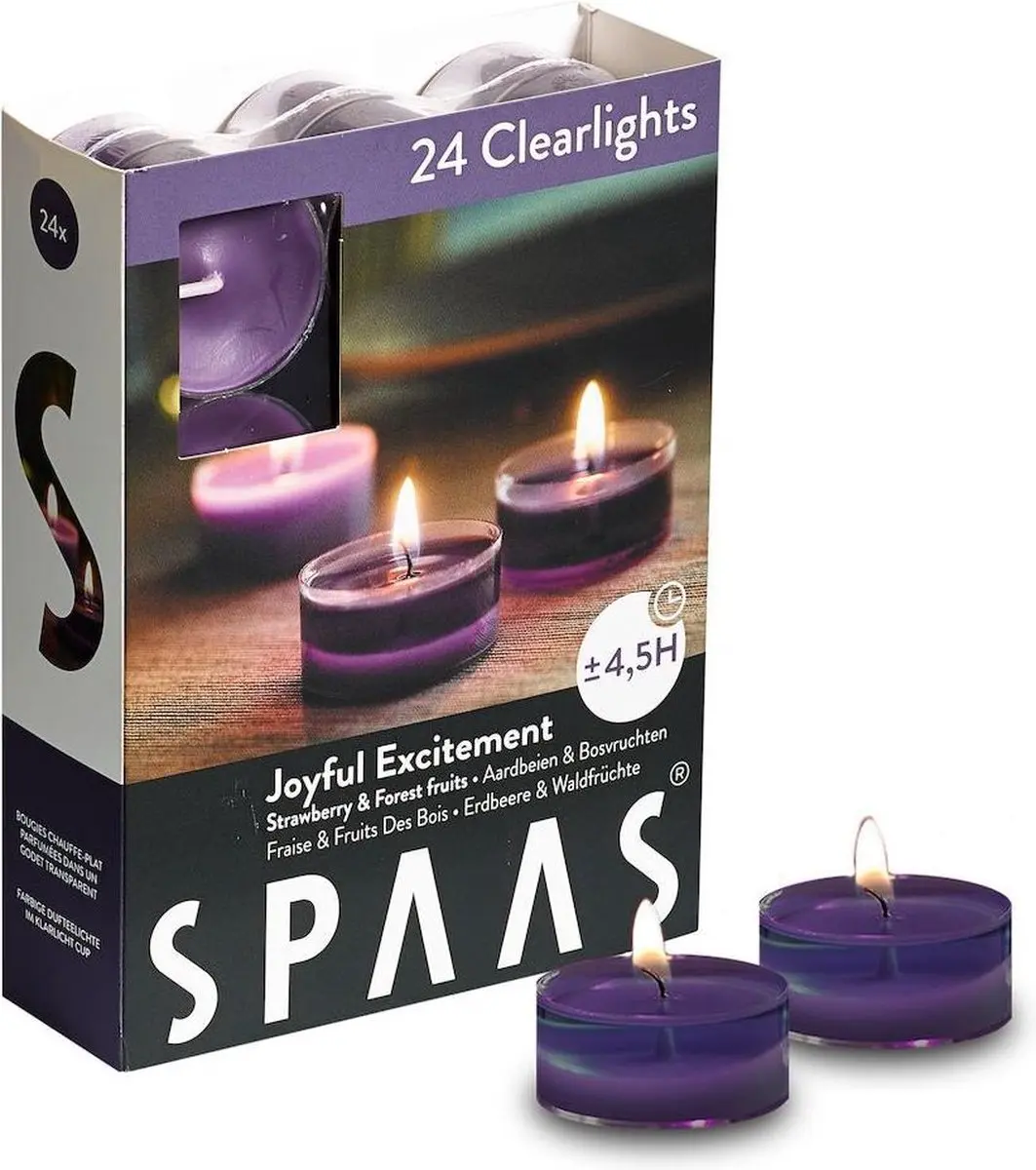 SPAAS 24 Clearlights Geur, theelichten in transparante cup, ± 4,5 uur