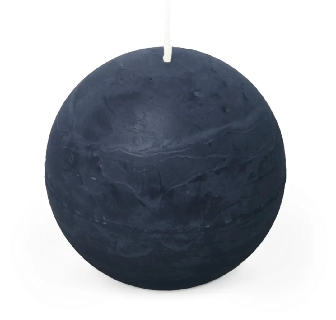 Spaas Rustiek Bol Kaars 80mm Donkerblauw