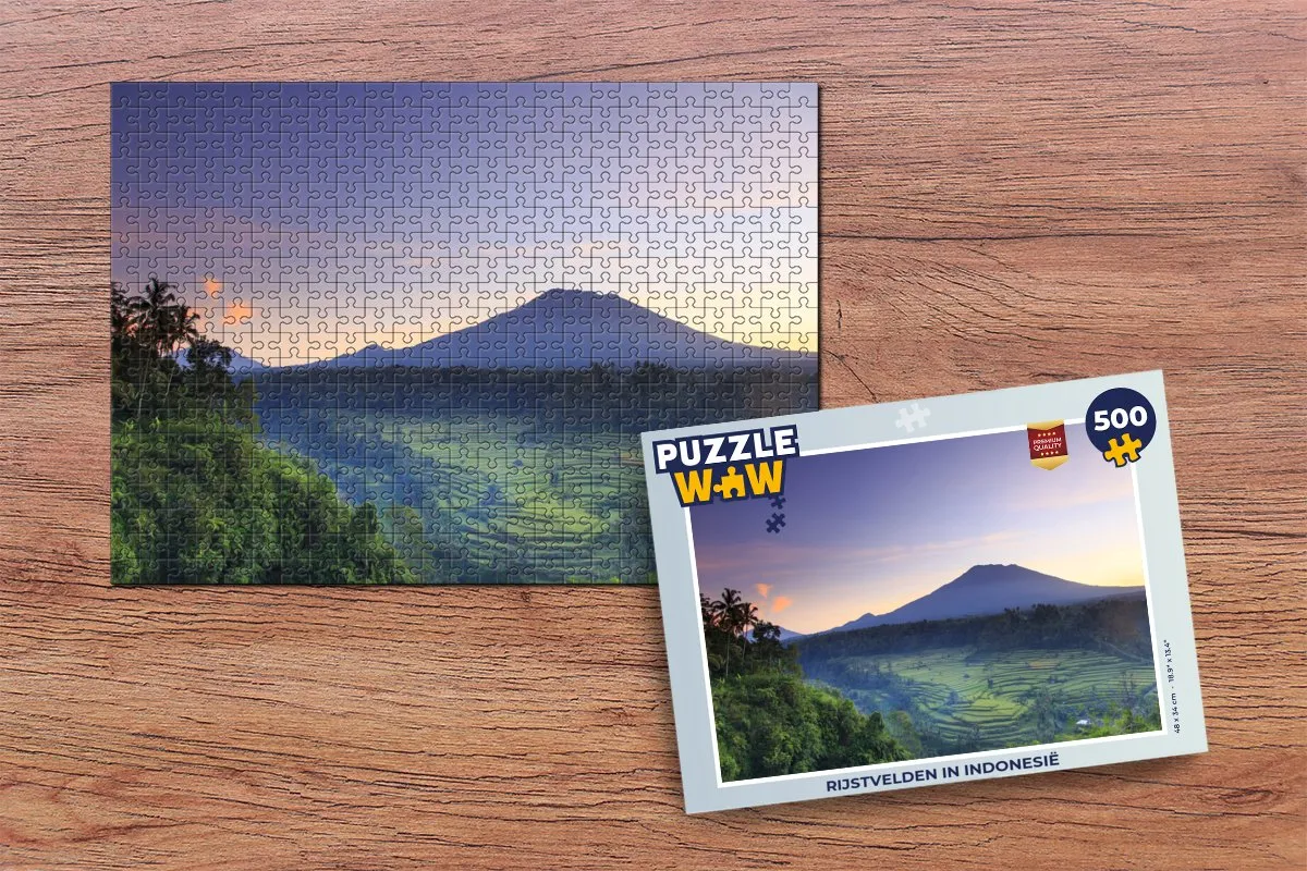 PuzzleWow Rijstvelden in Indonesië Legpuzzel 500 Stuks - Multicolor