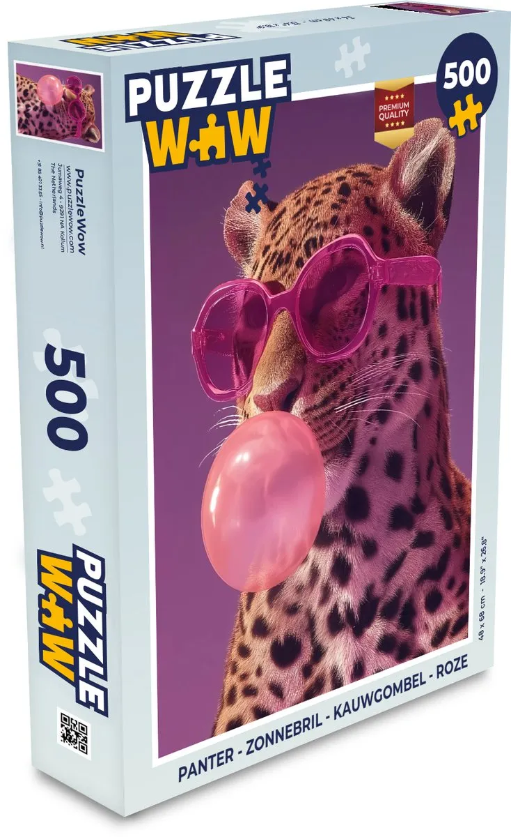 PuzzleWow Panter Zonnebril Legpuzzel 500 Stuks