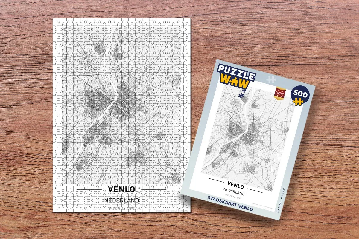 PuzzleWow Stadskaart Venlo Legpuzzel 500 Stuks - Multicolor