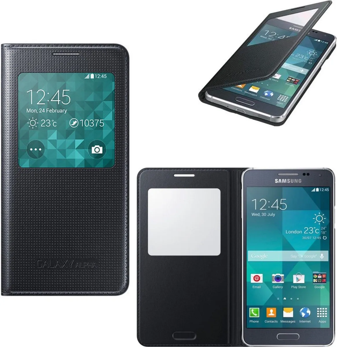 Samsung Galaxy Alpha S-View Cover EF-CG850BBEG - Zwart - afbeelding 6 van 6
