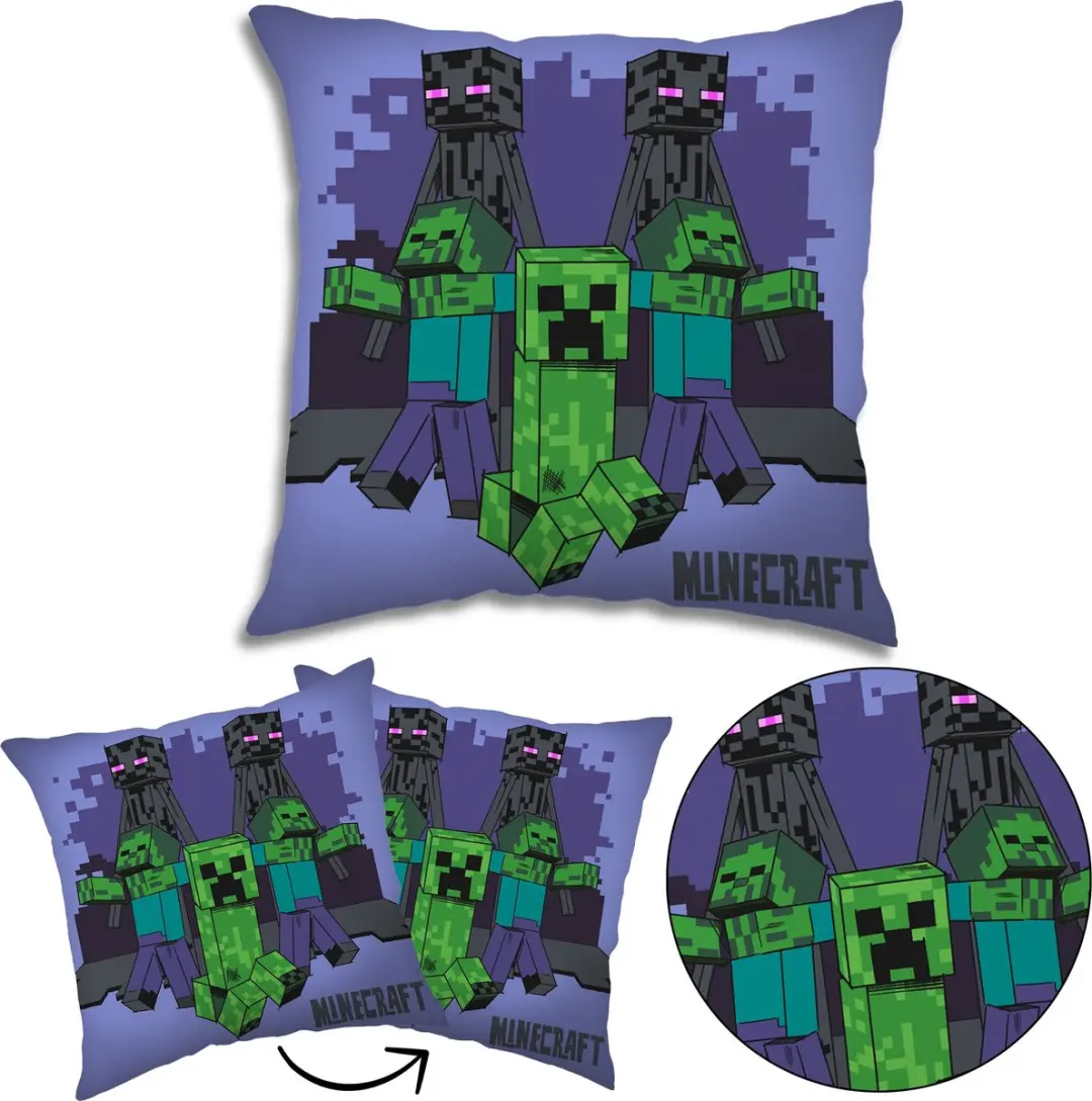Minecraft Vierkante Kussen, Decoratieve Kussen voor Kinderen, Paars 40x40 cm, OE