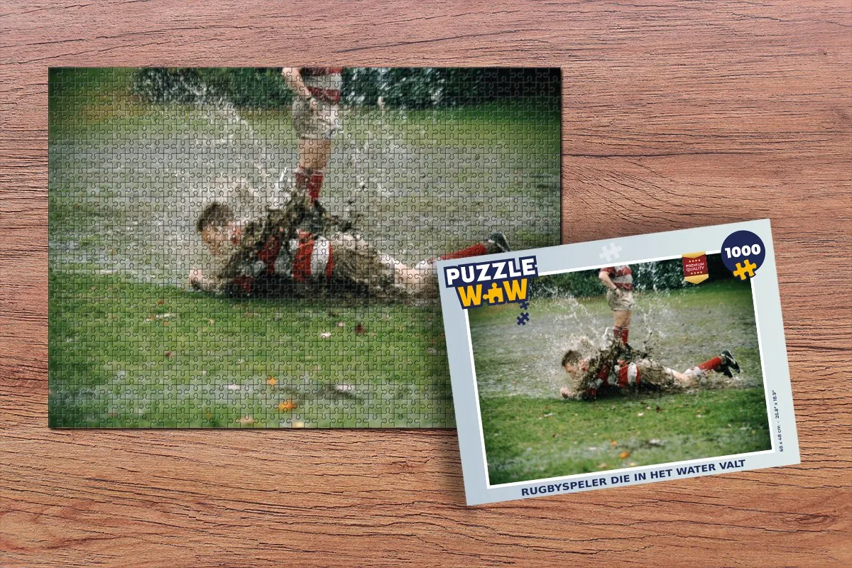 PuzzleWow Legpuzzel Rugbyspeler in het water 1000 Stuks - Multicolor