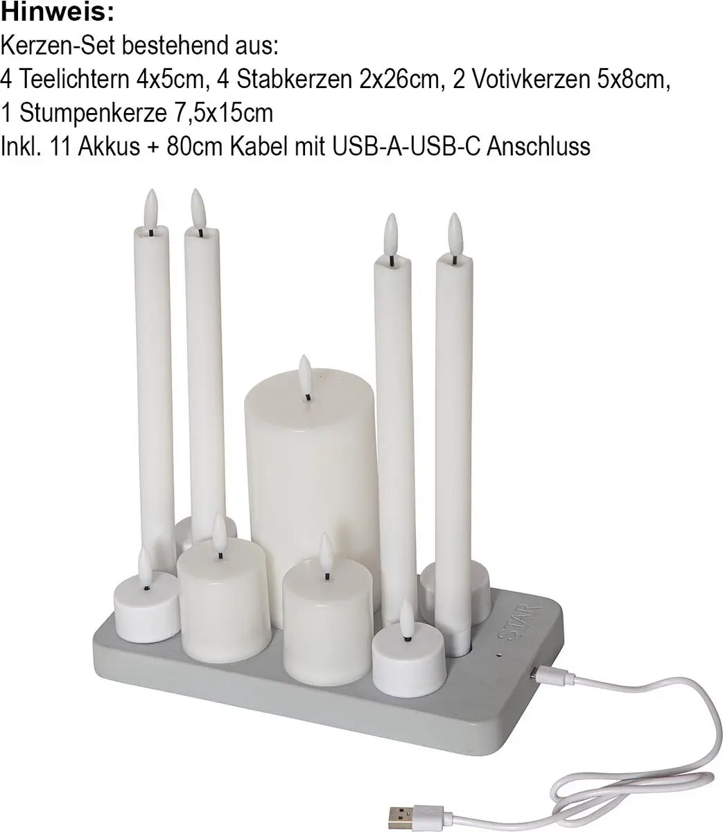 Star Trading Flamme Charge Mix LED Kaarsenset 11 Stuks - Wit - afbeelding 4 van 4