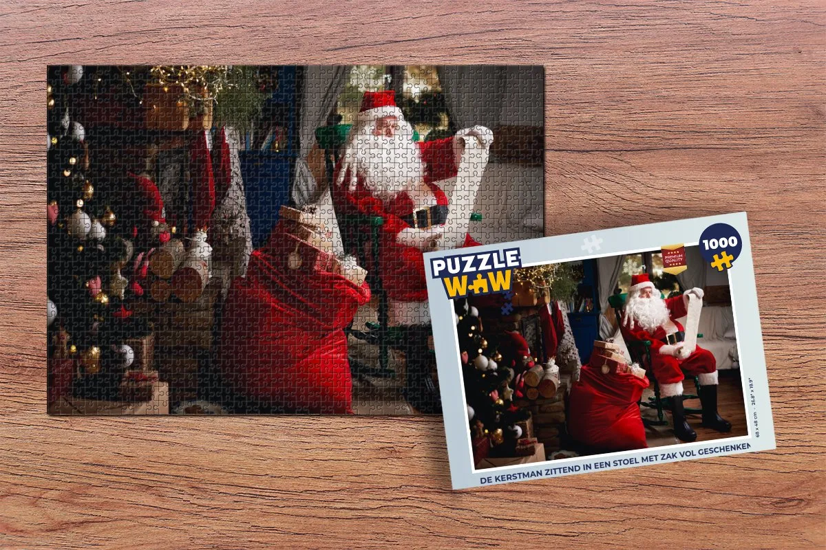 PuzzleWow Kerstman Zittend in Stoel Legpuzzel 1000 Stuks - Multicolor