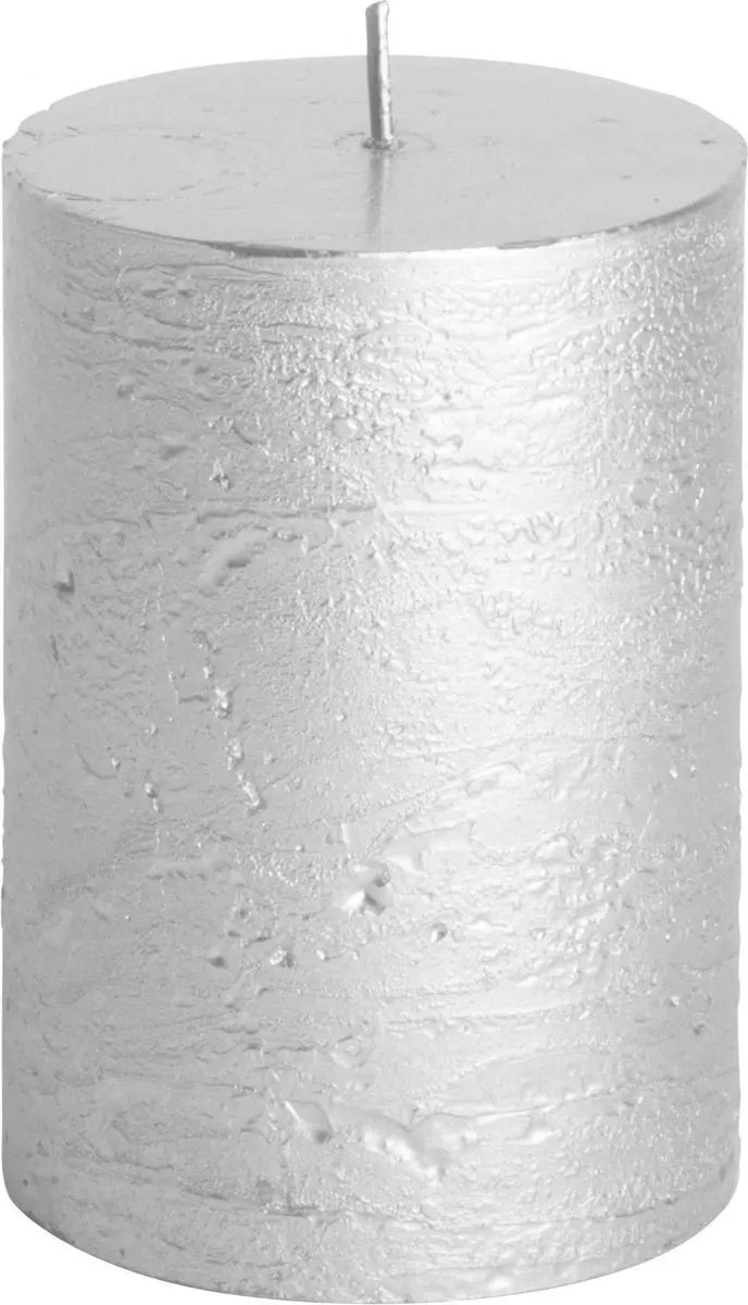 Rustieke kaars ø7x10cm zilver