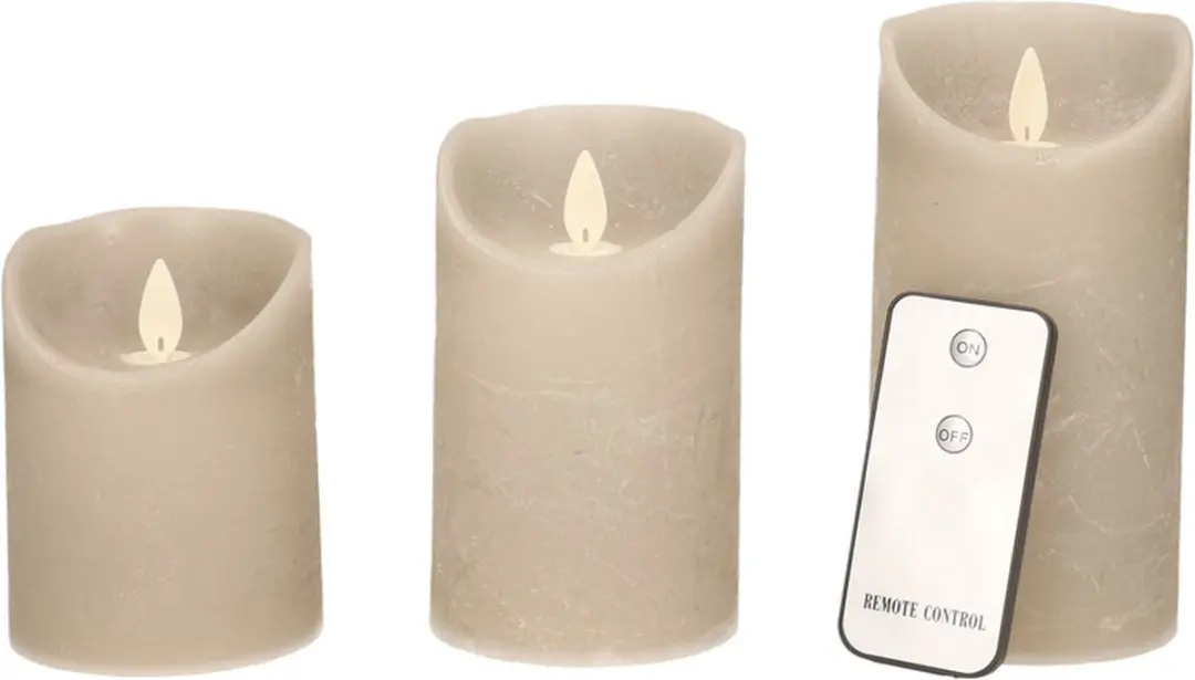 Anna's Collection LED Kaarsenset Taupe - 3 Stuks - afbeelding 3 van 6