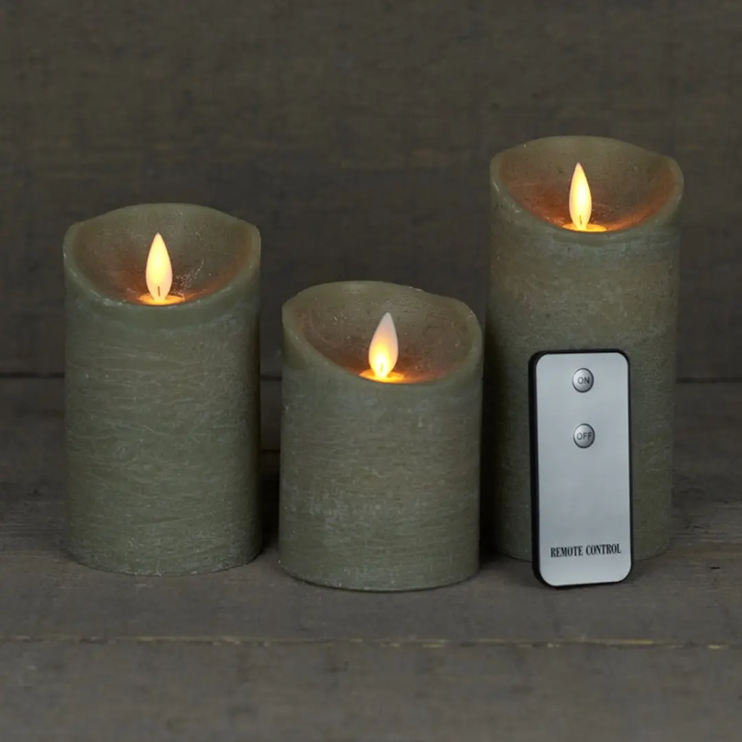 Anna's Collection LED Kaarsenset Taupe - 3 Stuks - afbeelding 2 van 6
