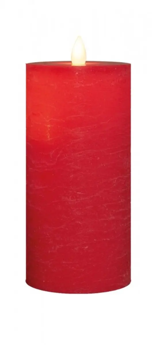 Stompkaars rustiek wax bewegende vlam 15x7,5 cm rood Anna's Collection